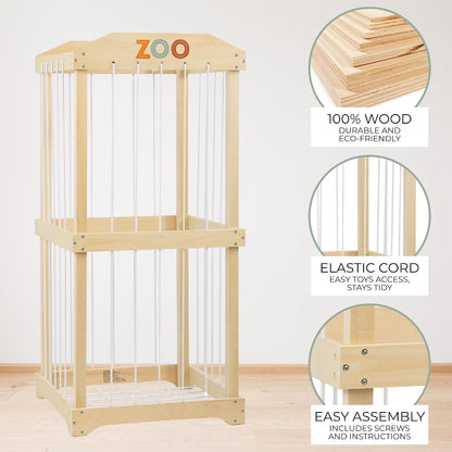 Wooden Stuffed Animal Storage for Kids - Large Toy Organizer & Holder