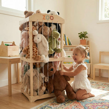 Wooden Stuffed Animal Storage for Kids - Large Toy Organizer & Holder