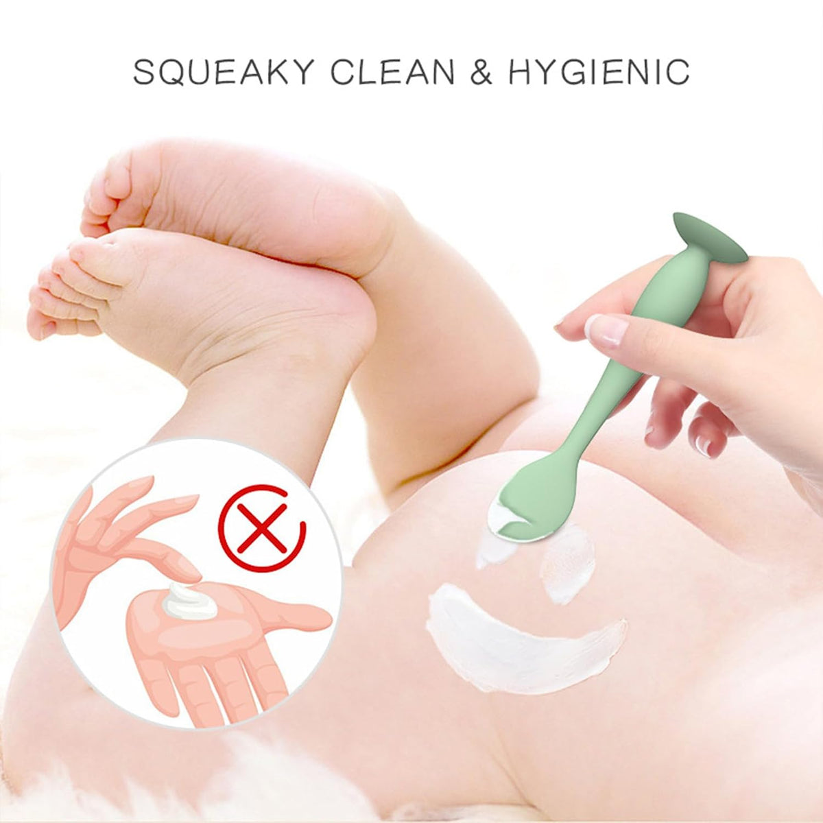Soft Silicone Diaper Cream Spatula Portable Handheld Scraping Spoon with Suction Base for Gentle Baby