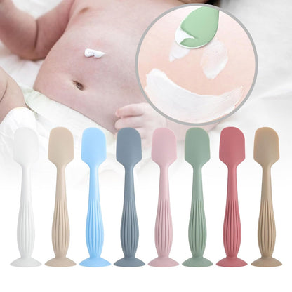 Soft Silicone Diaper Cream Spatula Portable Handheld Scraping Spoon with Suction Base for Gentle Baby