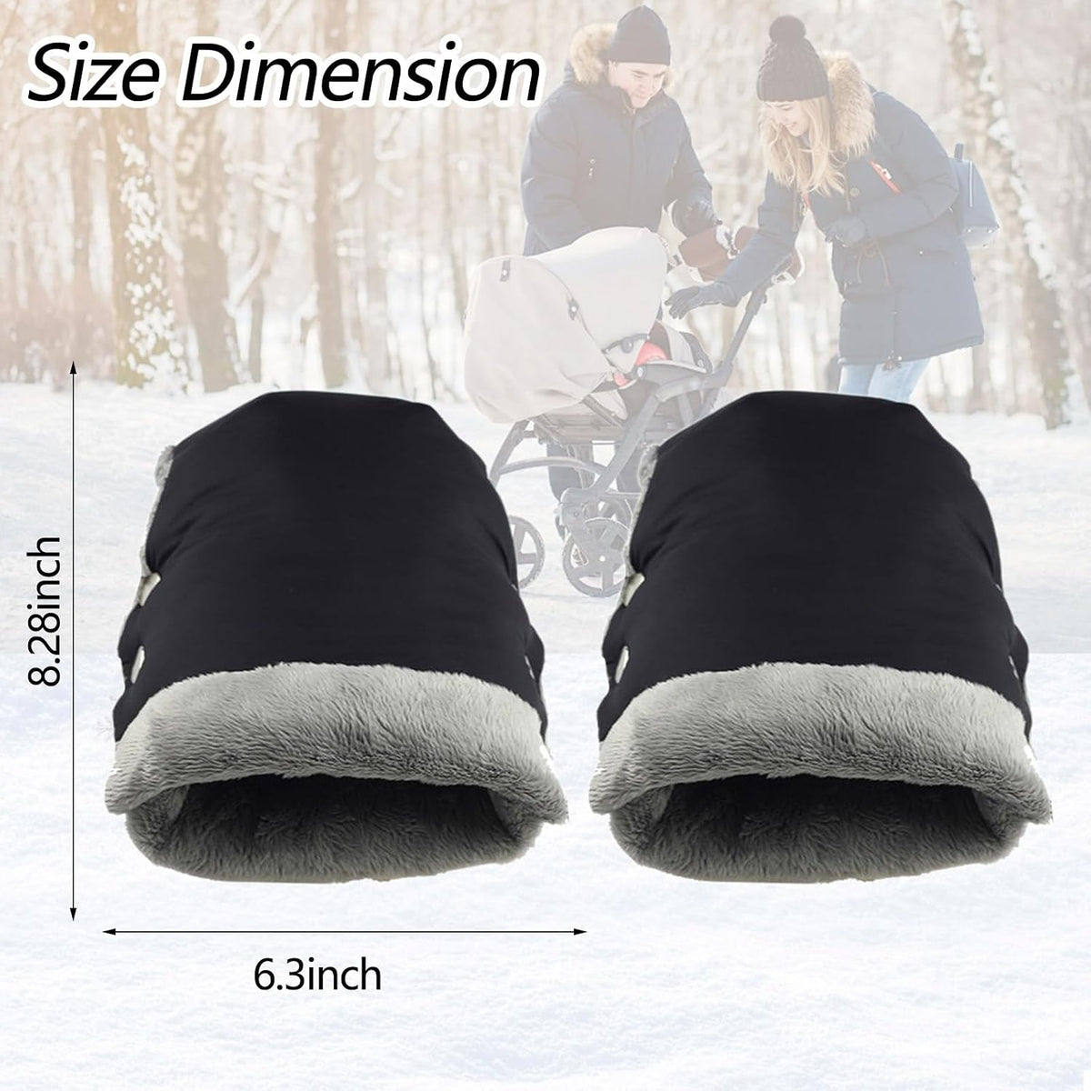 Baby Stroller Gloves, Thick Stroller Hand Muff Waterproof Mittens (Coffee)