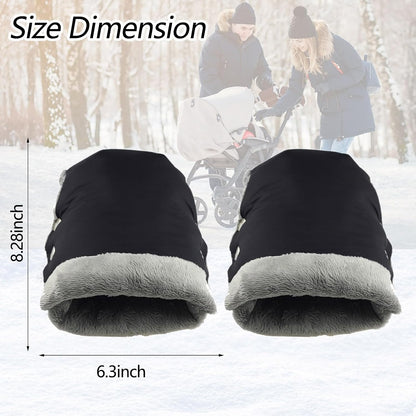Baby Stroller Gloves, Thick Stroller Hand Muff Waterproof Mittens (Coffee)