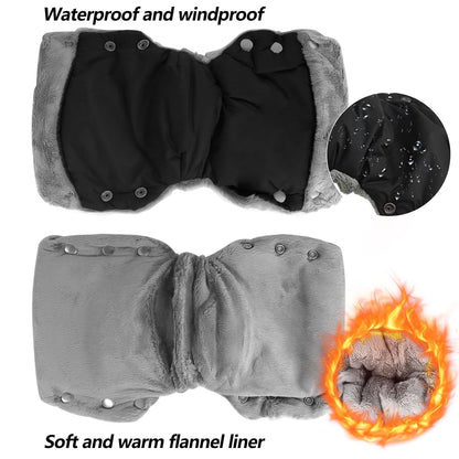 Baby Stroller Gloves, Thick Stroller Hand Muff Waterproof Mittens (Coffee)