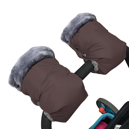 Baby Stroller Gloves, Thick Stroller Hand Muff Waterproof Mittens (Coffee)