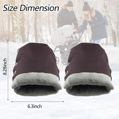Baby Stroller Gloves, Thick Stroller Hand Muff Waterproof Mittens (Coffee)