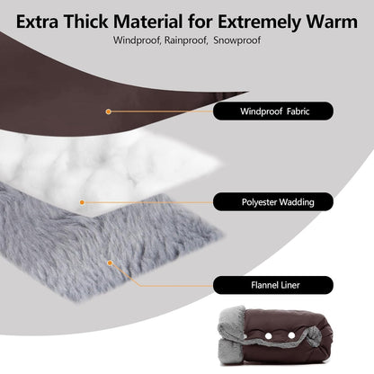 Baby Stroller Gloves, Thick Stroller Hand Muff Waterproof Mittens (Coffee)