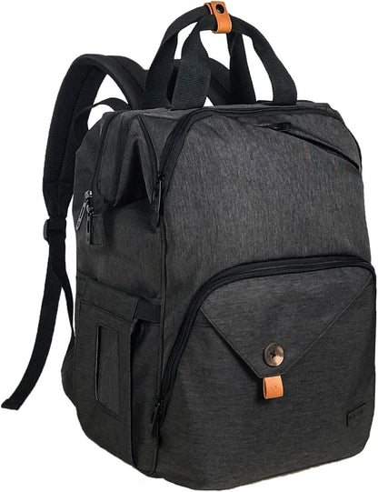 Diaper Bag Backpack,Large Capacity Travel Back Pack Maternity Baby Nappy Changing Bags, Double Compartments with Stroller Straps,Waterproof,Grey (US7340-G)