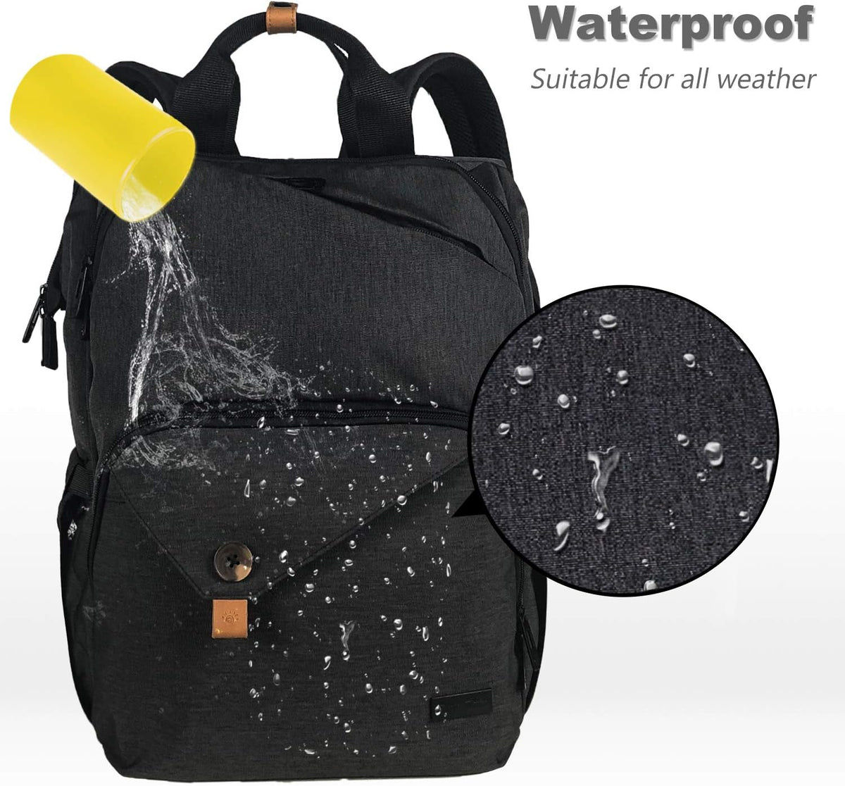 Diaper Bag Backpack,Large Capacity Travel Back Pack Maternity Baby Nappy Changing Bags, Double Compartments with Stroller Straps,Waterproof,Grey (US7340-G)