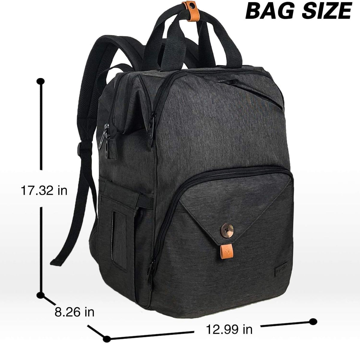Diaper Bag Backpack,Large Capacity Travel Back Pack Maternity Baby Nappy Changing Bags, Double Compartments with Stroller Straps,Waterproof,Grey (US7340-G)