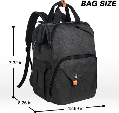 Diaper Bag Backpack,Large Capacity Travel Back Pack Maternity Baby Nappy Changing Bags, Double Compartments with Stroller Straps,Waterproof,Grey (US7340-G)