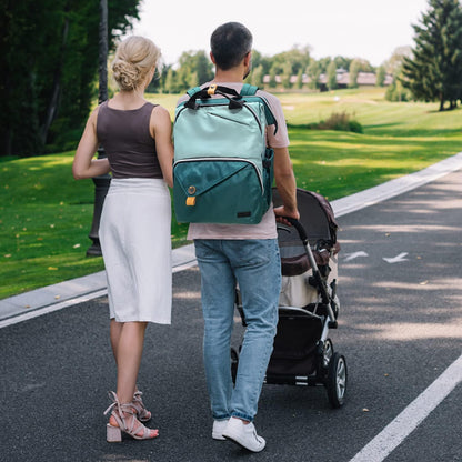 Diaper Bag Backpack,Large Capacity Travel Back Pack Maternity Baby Nappy Changing Bags, Double Compartments with Stroller Straps,Waterproof,Grey (US7340-G)