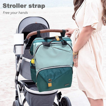 Diaper Bag Backpack,Large Capacity Travel Back Pack Maternity Baby Nappy Changing Bags, Double Compartments with Stroller Straps,Waterproof,Grey (US7340-G)