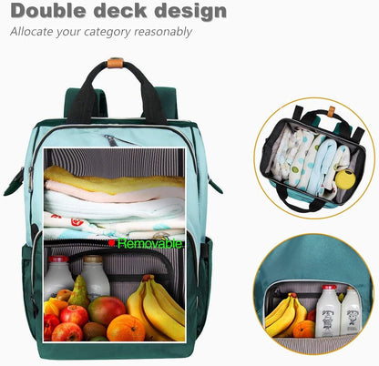 Diaper Bag Backpack,Large Capacity Travel Back Pack Maternity Baby Nappy Changing Bags, Double Compartments with Stroller Straps,Waterproof,Grey (US7340-G)