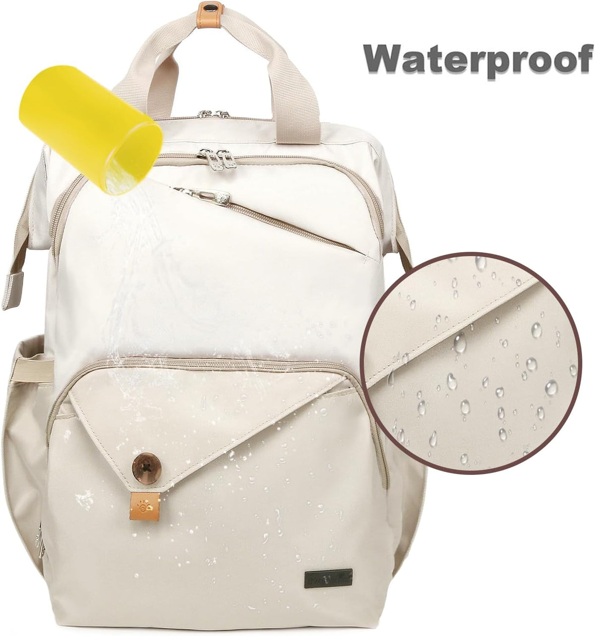 Diaper Bag Backpack,Large Capacity Travel Back Pack Maternity Baby Nappy Changing Bags, Double Compartments with Stroller Straps,Waterproof,Grey (US7340-G)