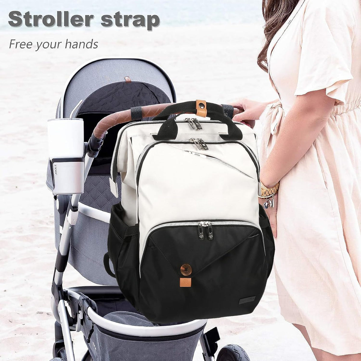 Diaper Bag Backpack,Large Capacity Travel Back Pack Maternity Baby Nappy Changing Bags, Double Compartments with Stroller Straps,Waterproof,Grey (US7340-G)