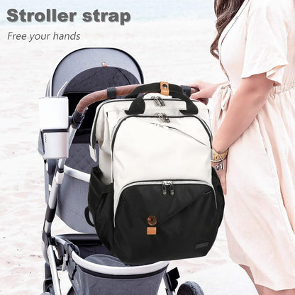 Diaper Bag Backpack,Large Capacity Travel Back Pack Maternity Baby Nappy Changing Bags, Double Compartments with Stroller Straps,Waterproof,Grey (US7340-G)