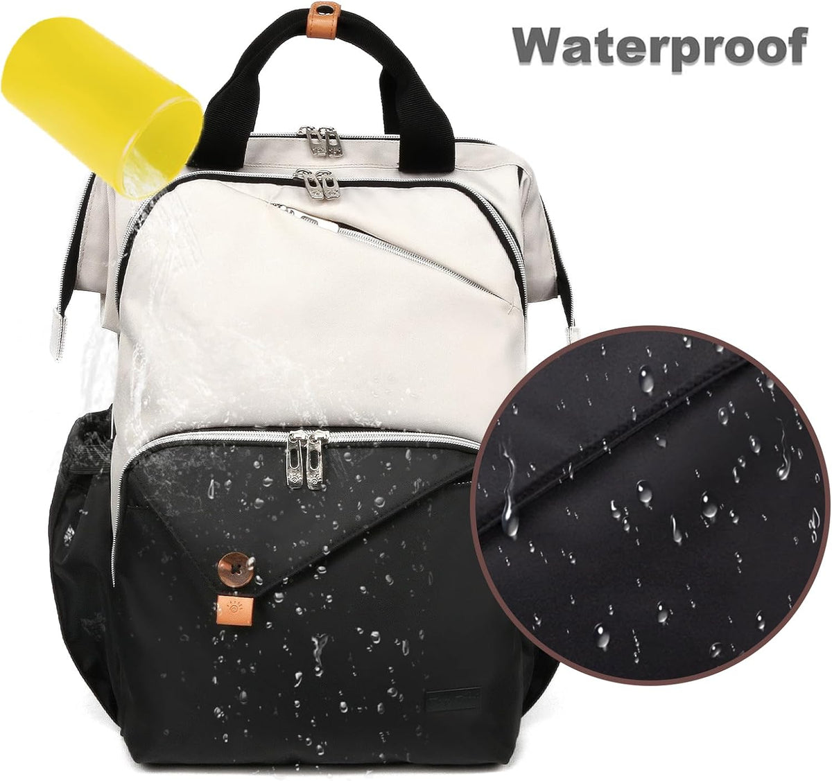 Diaper Bag Backpack,Large Capacity Travel Back Pack Maternity Baby Nappy Changing Bags, Double Compartments with Stroller Straps,Waterproof,Grey (US7340-G)