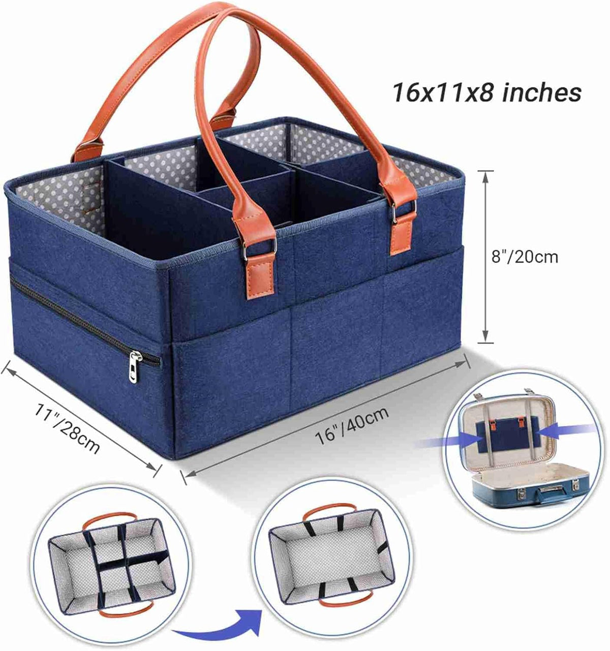 storagBaby Diaper Caddy Organizer, Large Portable Nappy Storage Basket removable 21×18×11 baby diaper caddy, large portable nappy storage basket personality detachable divider