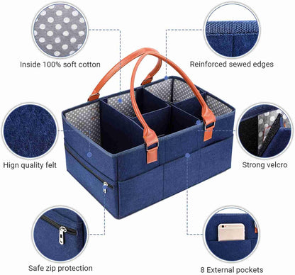 storagBaby Diaper Caddy Organizer, Large Portable Nappy Storage Basket removable 21×18×11 baby diaper caddy, large portable nappy storage basket personality detachable divider
