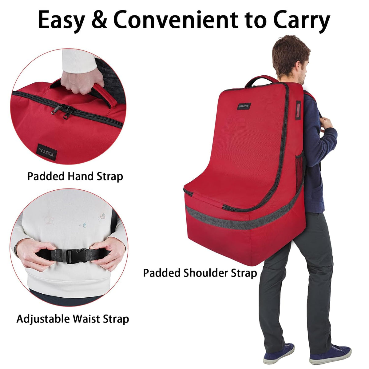Padded Car Seat Travel Bag Backpack, Toddler Travel Essentials