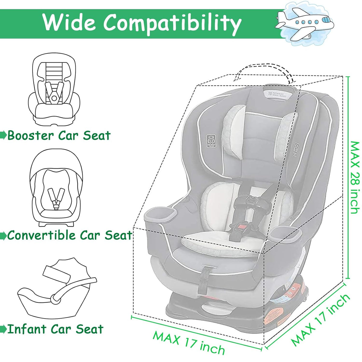 Padded Car Seat Travel Bag Backpack, Toddler Travel Essentials