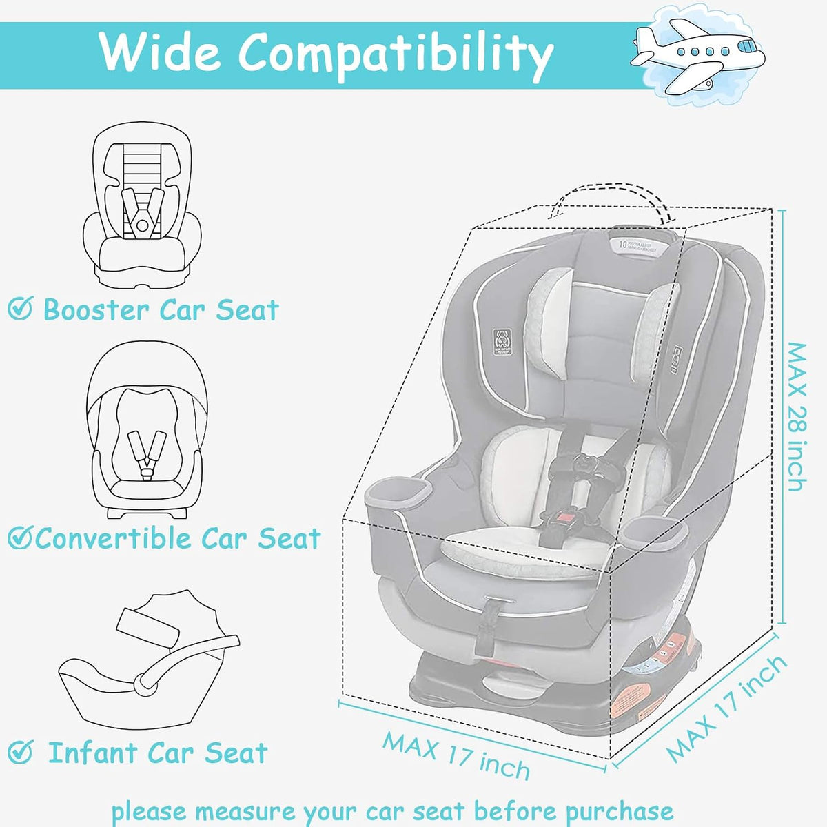 Padded Car Seat Travel Bag Backpack, Toddler Travel Essentials