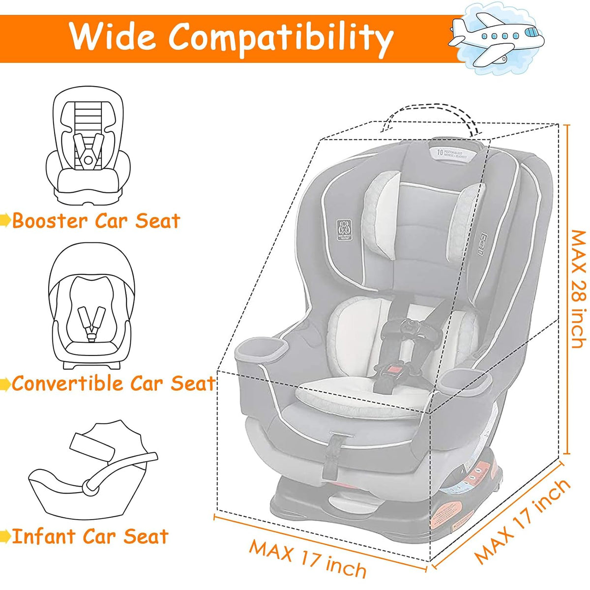 Padded Car Seat Travel Bag Backpack, Toddler Travel Essentials