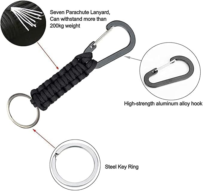 Paracord Keychain Hook Carabiner Clip | D Ring Lanyard Hanger