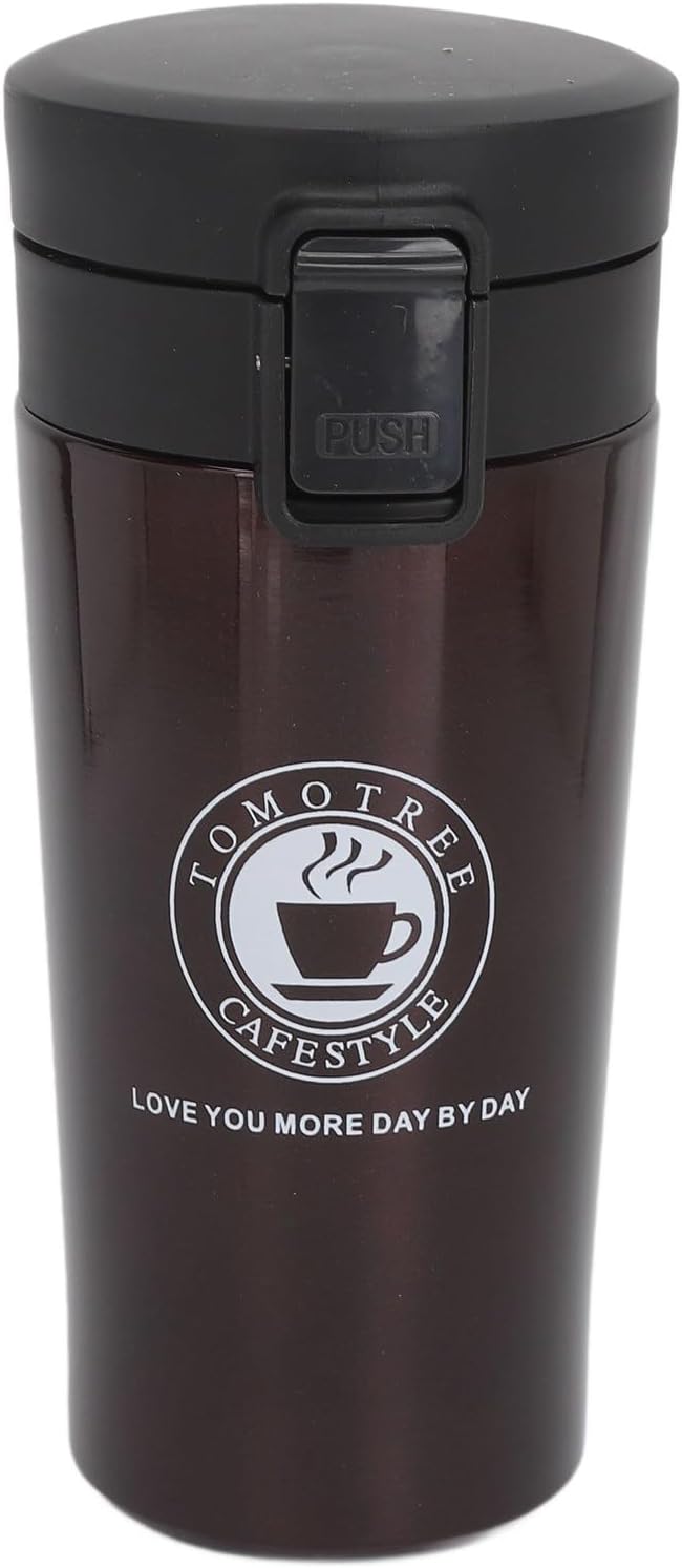 Insulated Coffee Cup with Snap Flip Lid and Portable Design, Eleg Stainl Steel 380ml Travel Mug for Hot Drinks, Red (380ml)