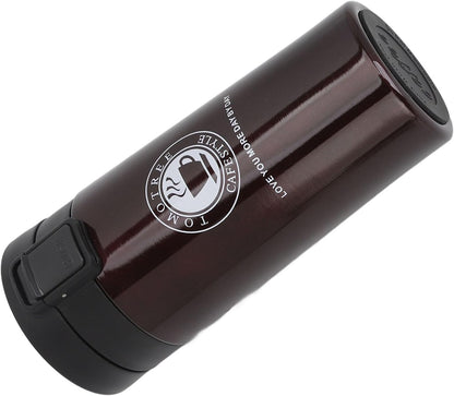 Insulated Coffee Cup with Snap Flip Lid and Portable Design, Eleg Stainl Steel 380ml Travel Mug for Hot Drinks, Red (380ml)