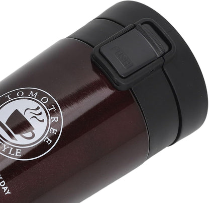 Insulated Coffee Cup with Snap Flip Lid and Portable Design, Eleg Stainl Steel 380ml Travel Mug for Hot Drinks, Red (380ml)