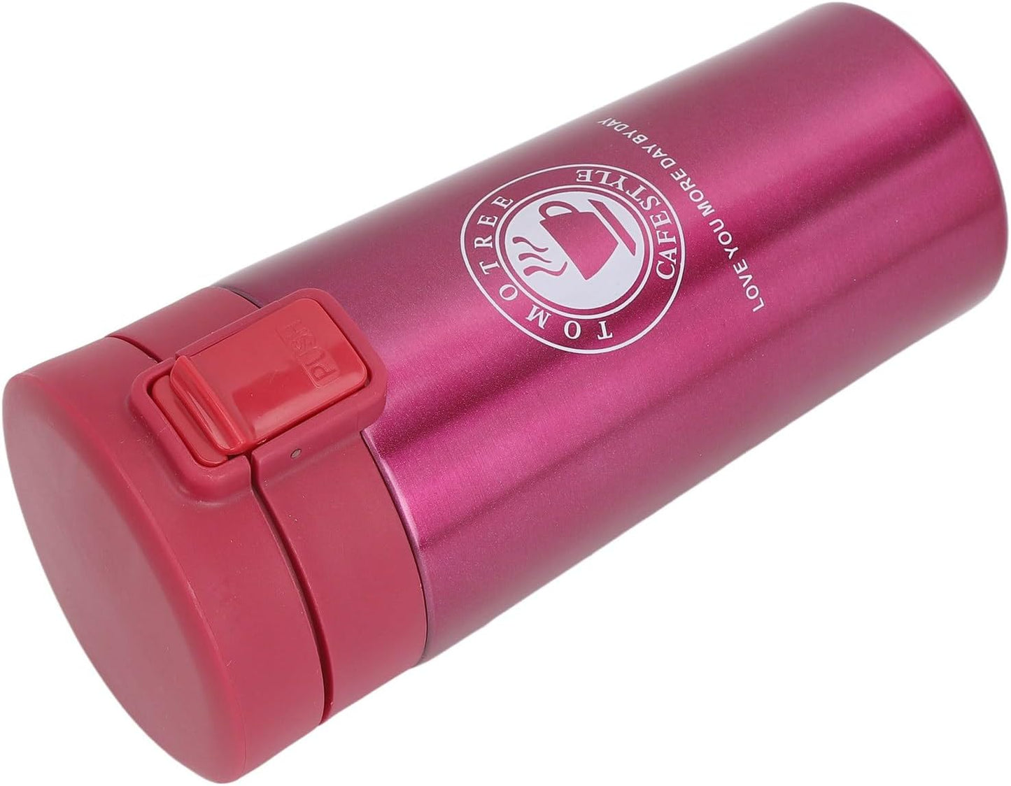 Insulated Coffee Cup with Snap Flip Lid and Portable Design, Eleg Stainl Steel 380ml Travel Mug for Hot Drinks, Red (380ml)