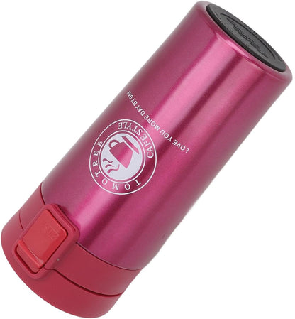 Insulated Coffee Cup with Snap Flip Lid and Portable Design, Eleg Stainl Steel 380ml Travel Mug for Hot Drinks, Red (380ml)