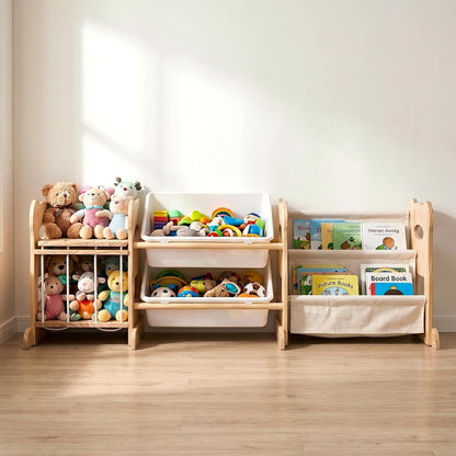 Toy Storage Organizer with Bookshelf and Stuffed Animal Storage 60.7'' L