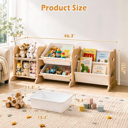 Toy Storage Organizer with Bookshelf and Stuffed Animal Storage 60.7'' L