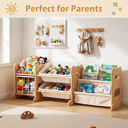 Toy Storage Organizer with Bookshelf and Stuffed Animal Storage 60.7'' L