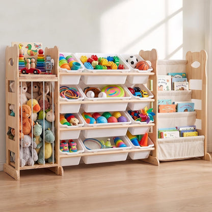 Toy Storage Organizer with Bookshelf and Stuffed Animal Storage 60.7'' L