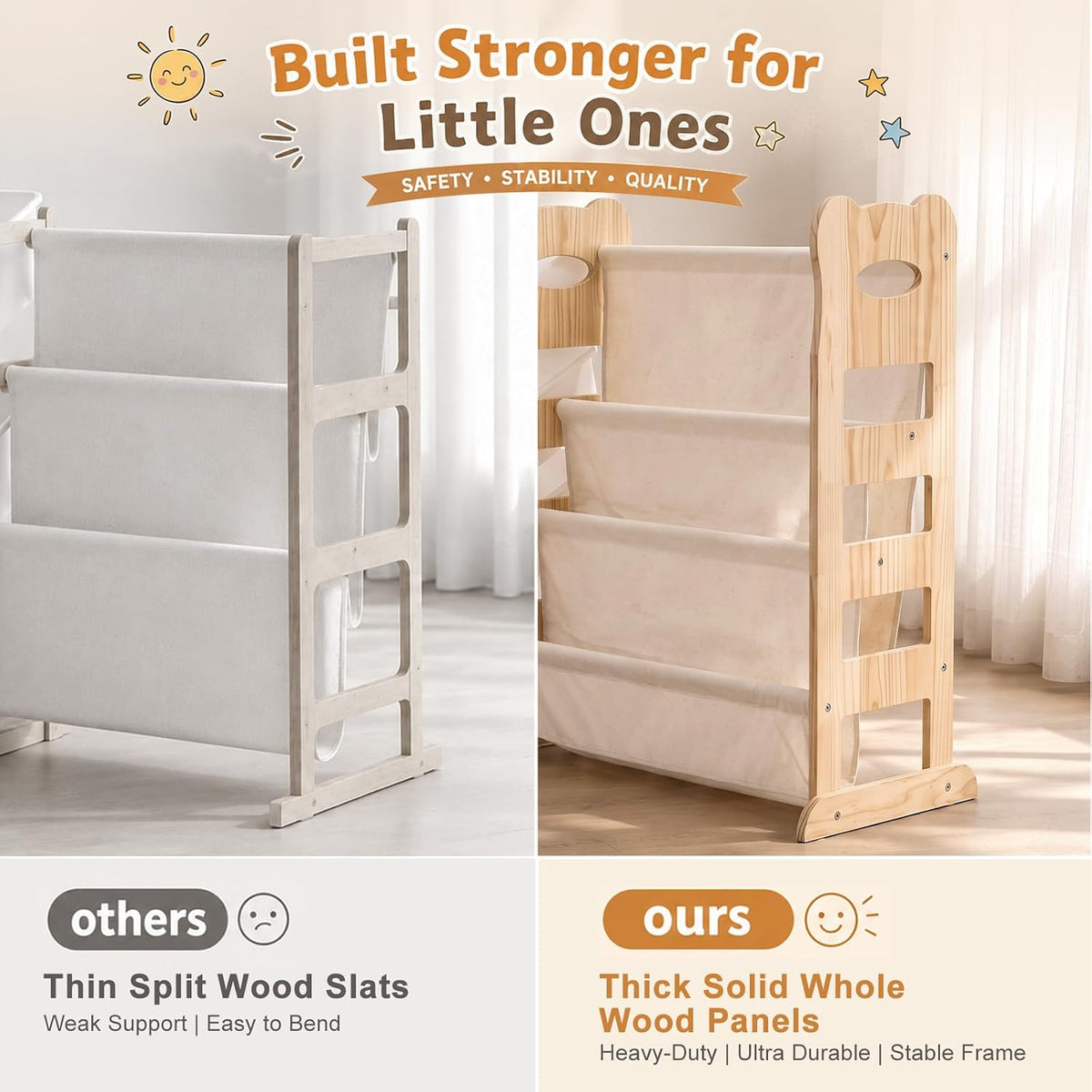 Toy Storage Organizer with Bookshelf and Stuffed Animal Storage 60.7'' L