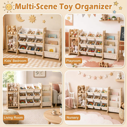 Toy Storage Organizer with Bookshelf and Stuffed Animal Storage 60.7'' L