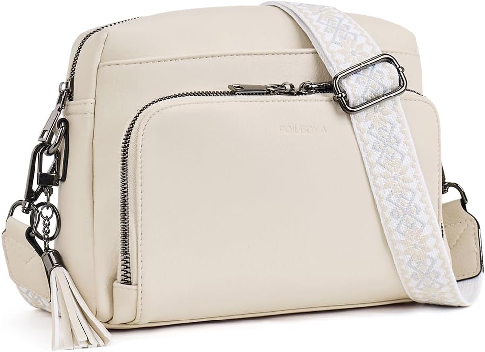 POIUGOYA Leather Crossbody Bag for Women Travel Purse Built-In RFID Wallet