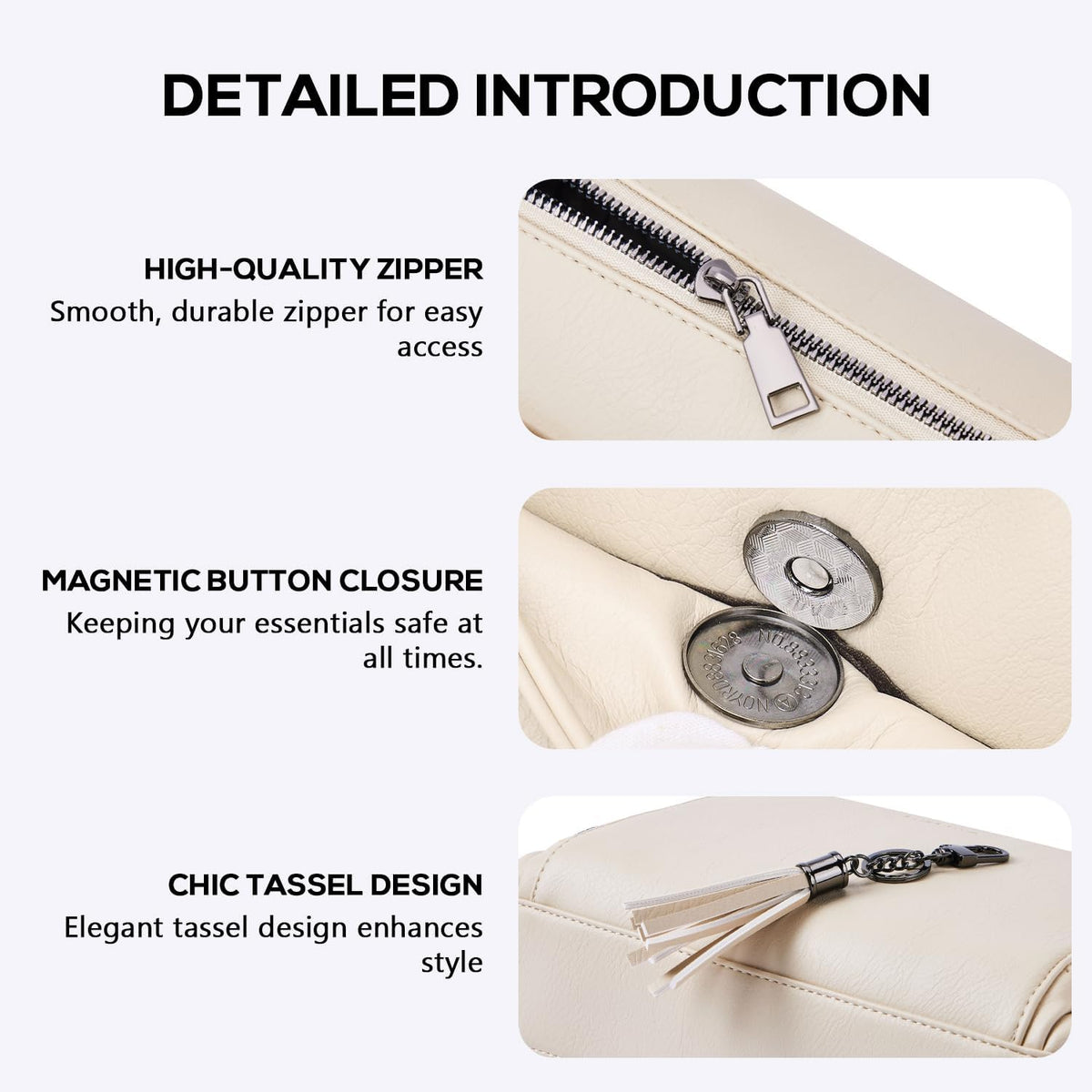 POIUGOYA Leather Crossbody Bag for Women Travel Purse Built-In RFID Wallet