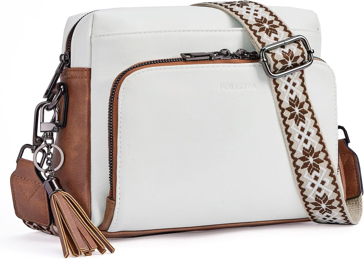 POIUGOYA Leather Crossbody Bag for Women Travel Purse Built-In RFID Wallet