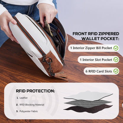 POIUGOYA Leather Crossbody Bag for Women Travel Purse Built-In RFID Wallet