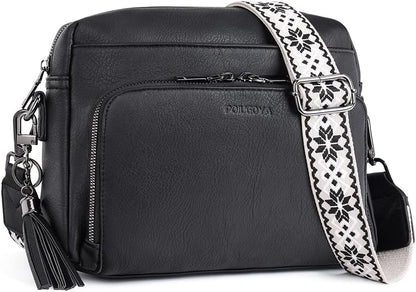 POIUGOYA Leather Crossbody Bag for Women Travel Purse Built-In RFID Wallet
