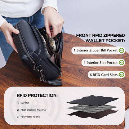 POIUGOYA Leather Crossbody Bag for Women Travel Purse Built-In RFID Wallet