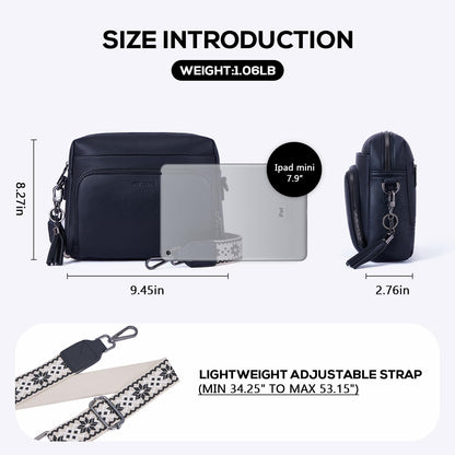POIUGOYA Leather Crossbody Bag for Women Travel Purse Built-In RFID Wallet