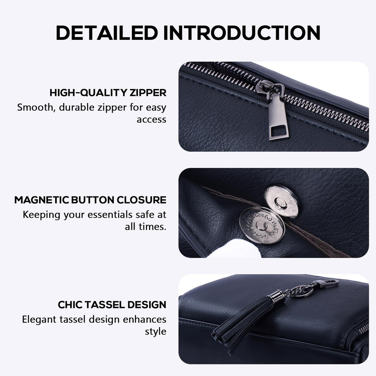 POIUGOYA Leather Crossbody Bag for Women Travel Purse Built-In RFID Wallet