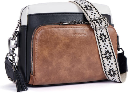 POIUGOYA Leather Crossbody Bag for Women Travel Purse Built-In RFID Wallet