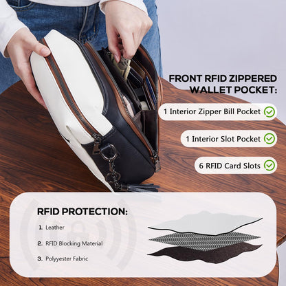 POIUGOYA Leather Crossbody Bag for Women Travel Purse Built-In RFID Wallet