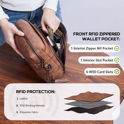POIUGOYA Leather Crossbody Bag for Women Travel Purse Built-In RFID Wallet
